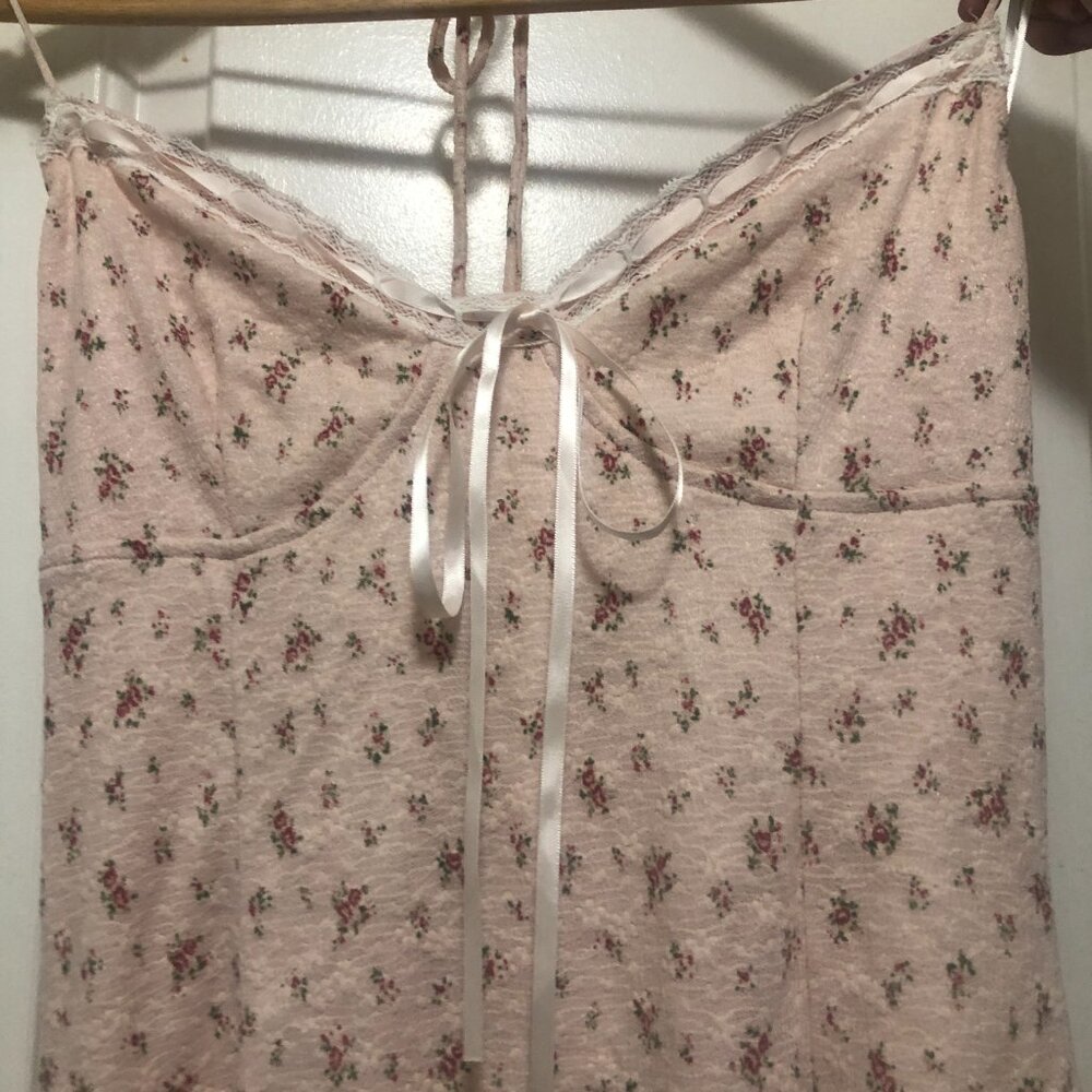 Pink Floral Mini Dress Femini Size L Bear Dance - Picture 5 of 13